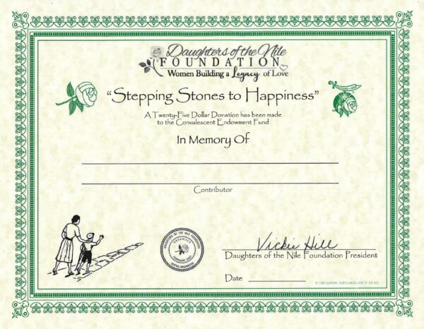 (C.) In MEMORY of - Stepping Stones to Happiness