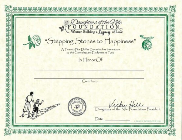 (B.) In HONOR of - Stepping Stones to Happiness